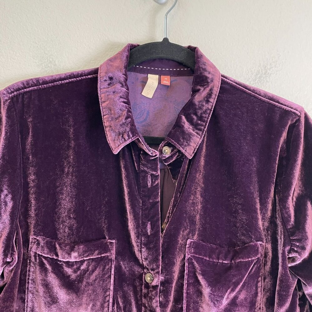 Pilcro By Anthropologie Womens XS Purple Velvet‎ Button Up Shirt Long Sleeve - Picture 3 of 8